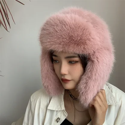 Fluffy Faux Fur Trapper Hat with Ear Flaps - Image 14