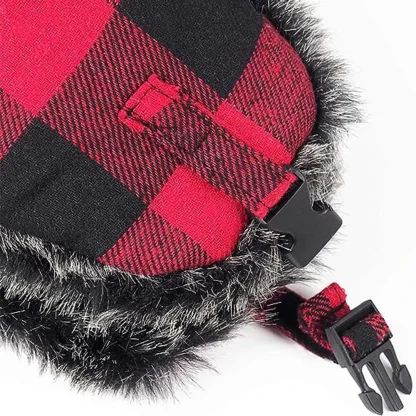 Warm Ear Flap Ushanka with Plaid Print - Image 6