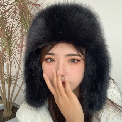 Fluffy Faux Fur Trapper Hat with Ear Flaps - Image 11