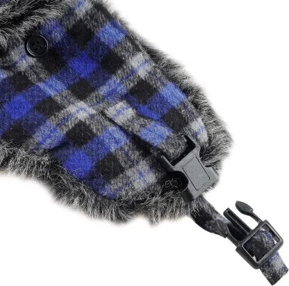 Warm Ear Flap Ushanka with Plaid Print - Image 11