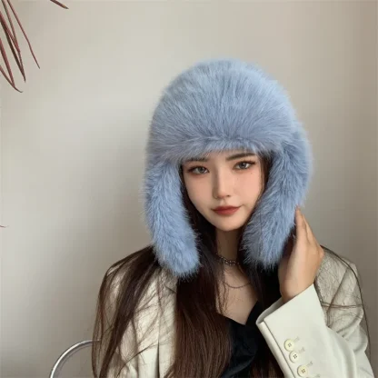 Fluffy Faux Fur Trapper Hat with Ear Flaps - Image 9