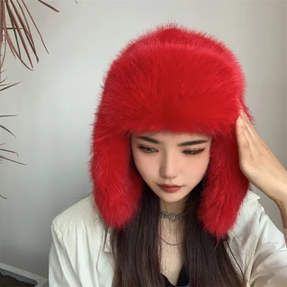 Fluffy Faux Fur Trapper Hat with Ear Flaps - Image 13