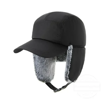 Fleece Lined Trapper Hat with Brim - Image 2