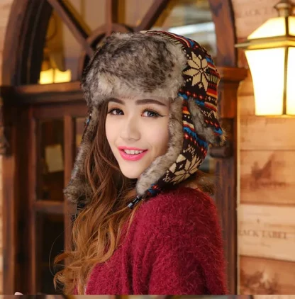 Soft Warm Ushanka with Colorful Pattern - Image 3