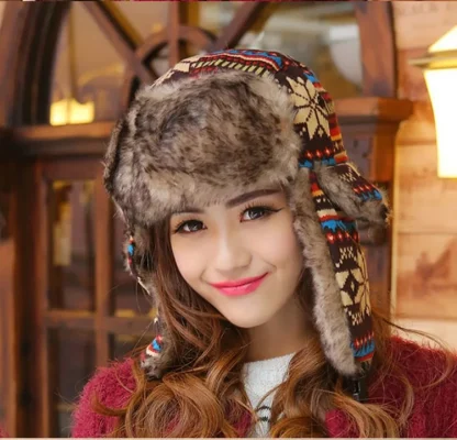 Soft Warm Ushanka with Colorful Pattern - Image 2