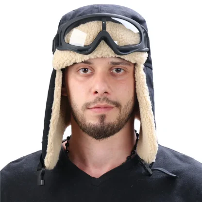 Windproof Warm Aviator Hat with Goggle - Image 2