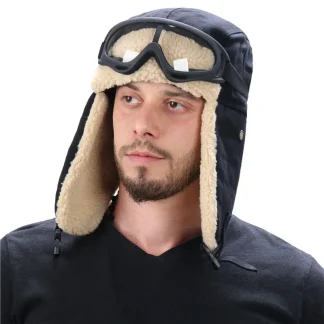 Windproof Warm Aviator Hat with Goggle