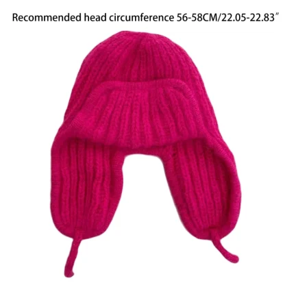 Casual Knitted Trapper Hat with Plain Color - Image 4