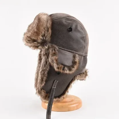 Durable Aviator Hat with Faux Leather - Image 2